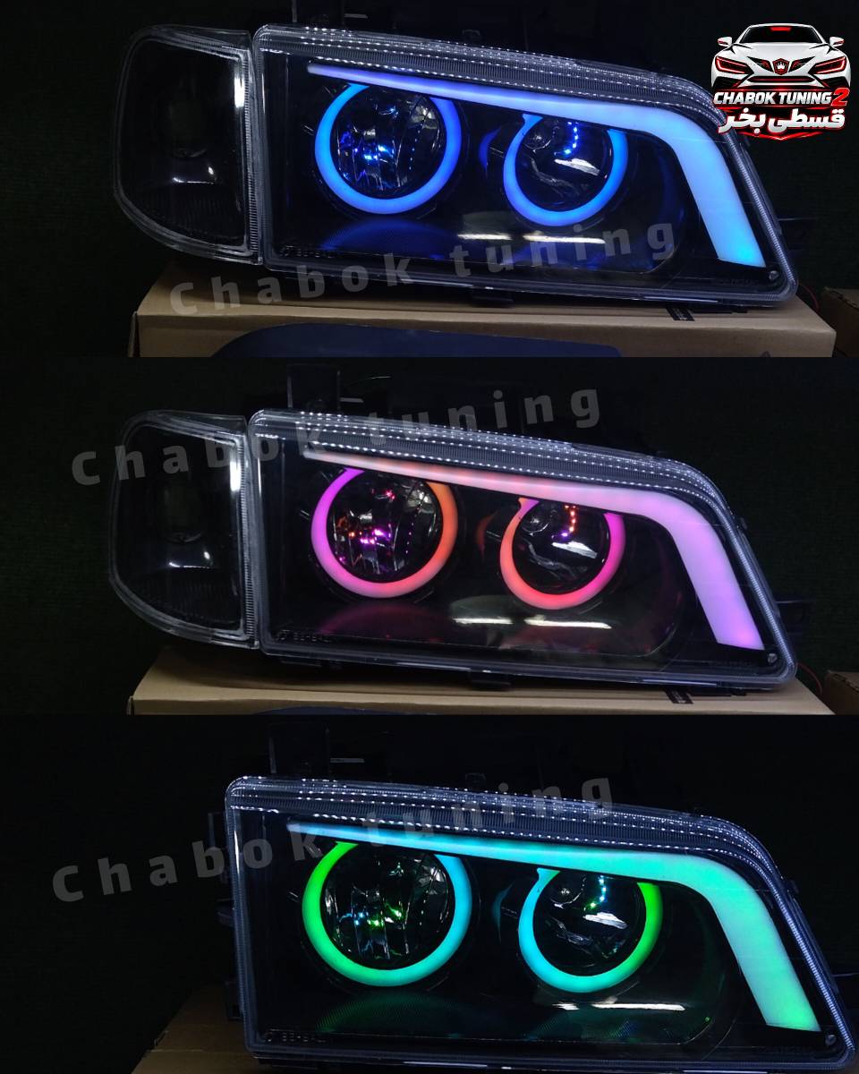 چراغ جلو پژو ۴۰۵ دوکاسه  دورینگ ابرو کج فول کالر